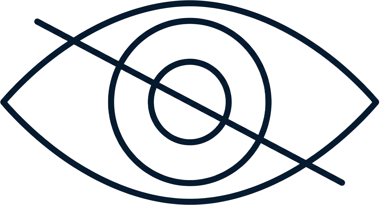 Eye with a strike through it — platforms blind to customer value